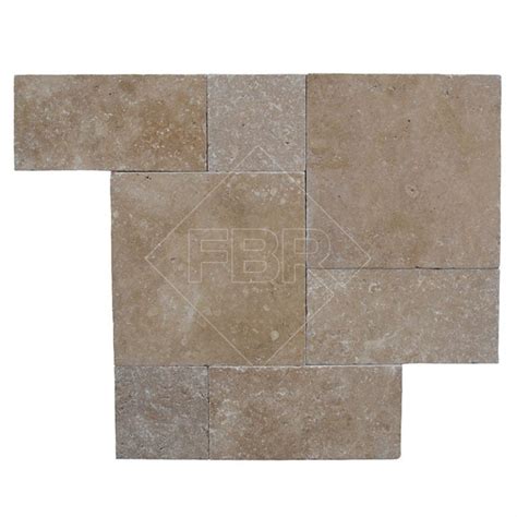 Mocha Noce Tumbled Roman Pattern Travertine Paver 3cm FBR Marble