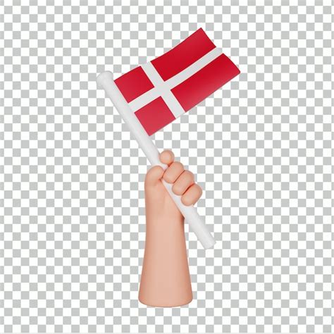 Premium PSD 3d Hand Holding A Flag Of Denmark