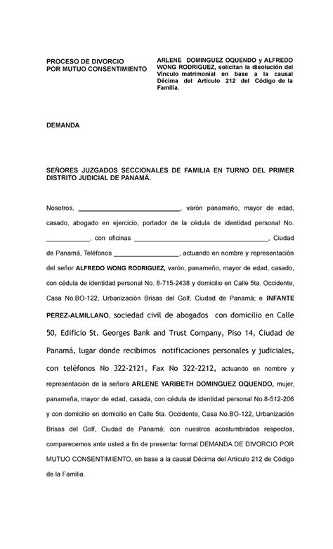 Introducir 88 Imagen Modelo De Demanda De Divorcio Por Mutuo Acuerdo Abzlocalmx