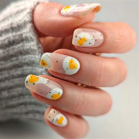 40 The Most Beautiful Easter Nails Heart Shaped Fried Egg Nude Nail