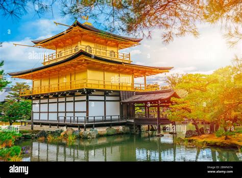 Golden temple in Japan, Kinkaku-ji Gold Pavilion Buddhist Zen Temple ...