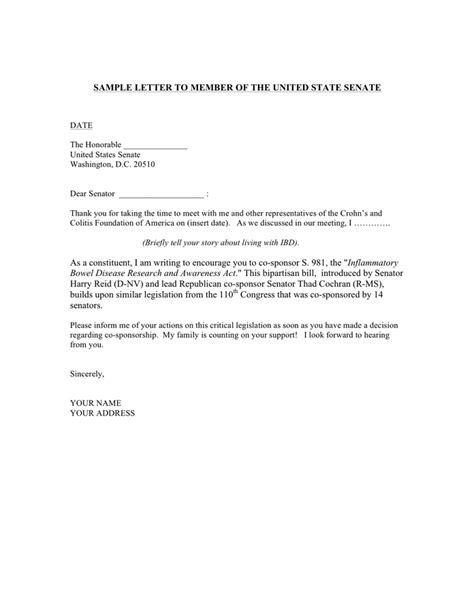 Letter To Senator Template Resume Letter