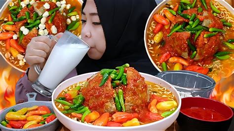 Bakso Beranak Plus Mie Gaga Pedas Extra Cabe Asmr Mukbang Indonesia