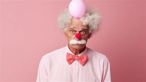 Premium Photo Sad Funny Old Man Clown With A Red Nose Red Nose Day