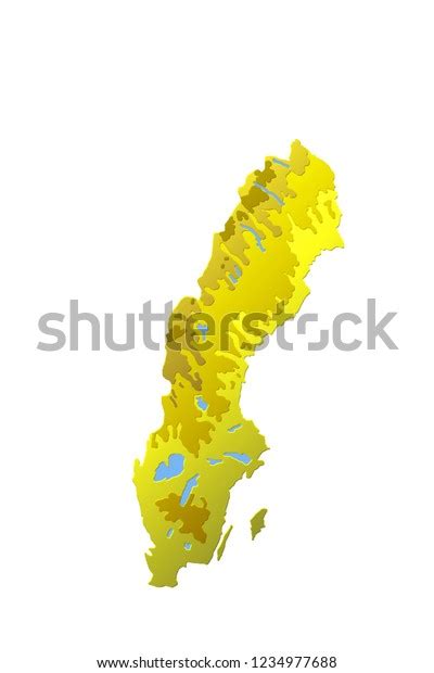 Sweden D Relief Physical Hypsometric Map Shutterstock