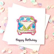 Handmade Campervan Birthday Card With Free Moti Folksy