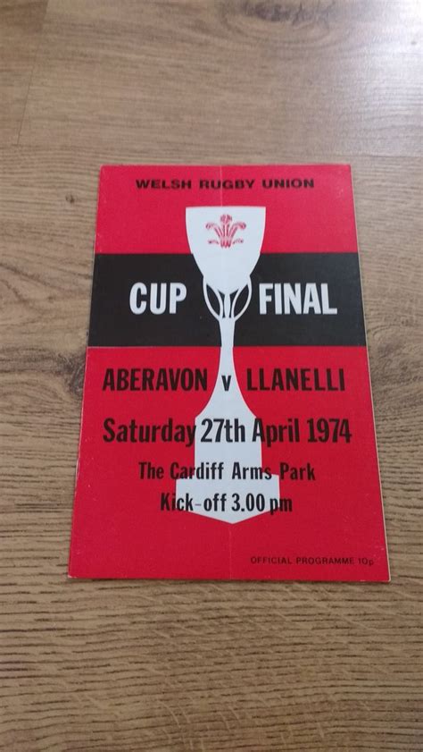 Aberavon Vs Llanelli 1974 WRU Cup Final Rugby Programme