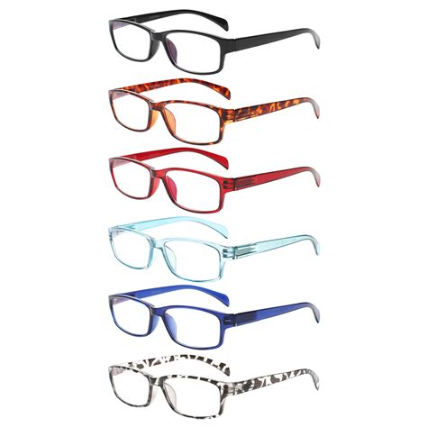 6 Pack Blue Light Blocking Reading Glasses With Spring Hinge For Women And Men Readers