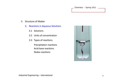 Reactions In Aqueous Solutions Ii Structure Of Matter