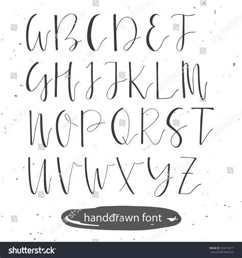 Handwritten Calligraphy Ink Font Unique Alphabet Stock Vector Royalty