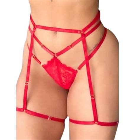 Cinta Liga Tirinhas Vermelha Intense Sex Shop