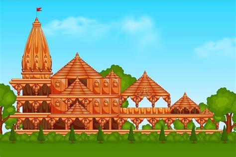 Premium Vector Shri Ram Mandir Ayodhya Temple Birth Place Of God Ram