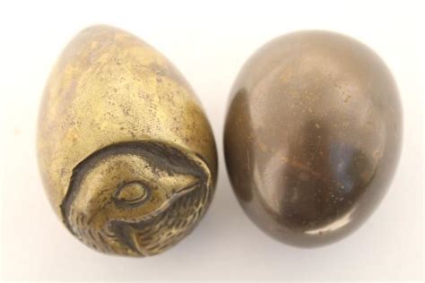 Solid Brass Eggs Egg W Hatching Chick Inside Tarnished Brass Egg Made In England