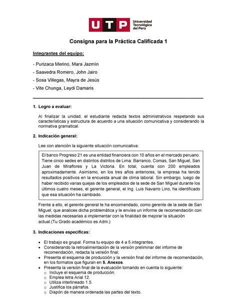 GC N04I Consigna PC 1 21C2A Consigna para la Práctica Calificada 1