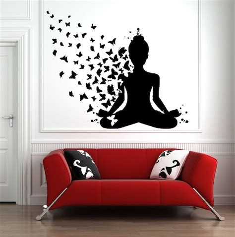 Yoga Wall Decal Yoga Pose Wall Decal Lotus Mandala Wall Etsy