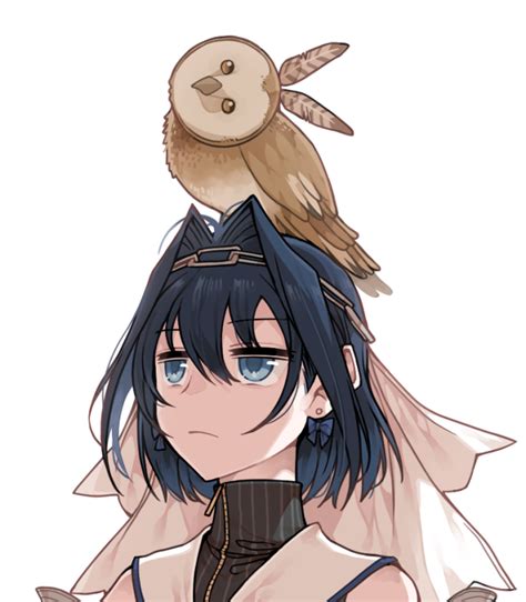 Safebooru 1girl Animal On Head Animalization Bangs Bird Bird On Head