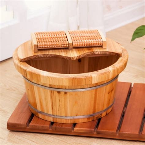 Buy Xxf Shop Foot Spa Wooden Barrel Reducing Stress Edging With Cover Chinese Fir Foot Tub Foot