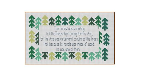 The Forest Proverb Cross Stitch Pattern Etsy