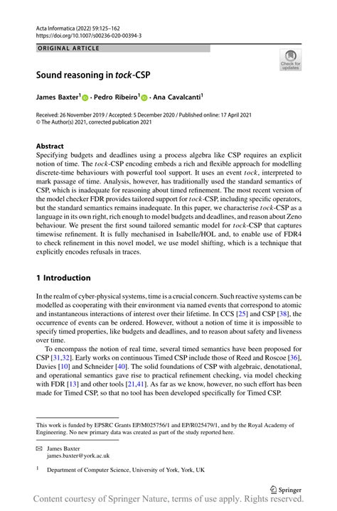 PDF Sound Reasoning In Tock CSP