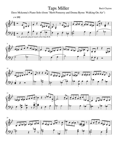 Taps Miller Dave Mckennas Piano Solo Sheet Music For Piano Download