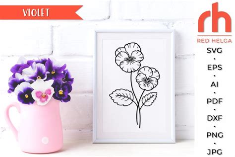 Violet SVG, February Flower Cut File, Pansies Outline