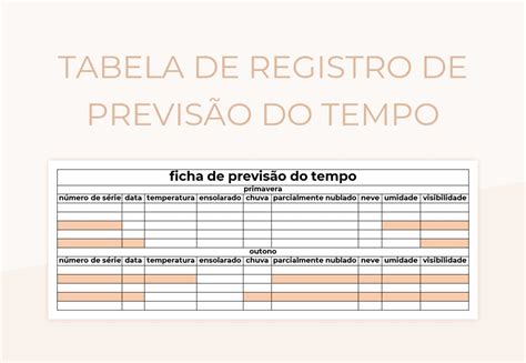 Planilhas Tabela De Registro De Previsão Do Tempo Excel E Edição On