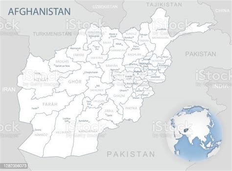 Carte Détaillée Bleugris Des Divisions Administratives De Lafghanistan