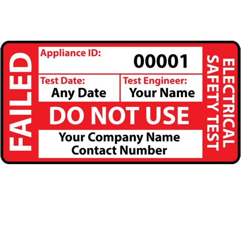 Buy Personalised Failed PAT Test Labels Standard Size PAT Stickers