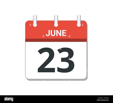 June 23rd Calendar Icon Vector Concept Of Schedule Business And Tasks