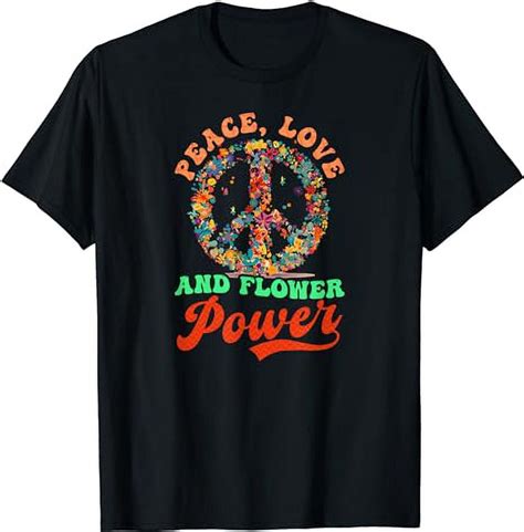 Peace Love Flower Power Design Floral Peace Symbol T Shirt