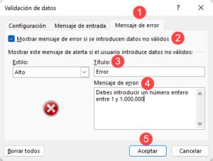 Activar la Alerta de Error Validación de Datos en Excel y Google