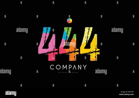 Number 444 Logo Icon Design With Grunge Texture And Rainbow Colored