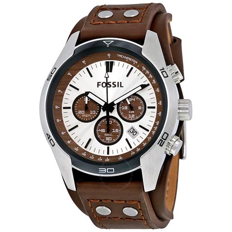 Fossil Coachman Chronograph Cuff Leather Mens Watch Ch2565 Coachman Fossil Watches Jomashop