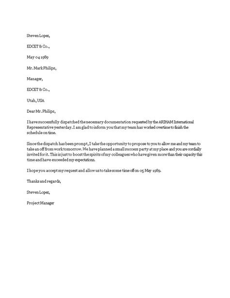 Time Off Request Letter How To Write A Time Off Request Letter