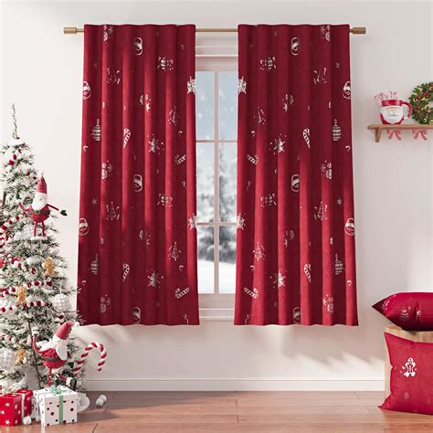 Amazon Lazzzy Christmas Red Velvet Blackout Curtain 63 Inch Long