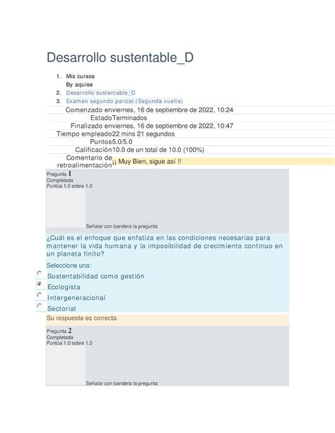 Examen Segundo Parcial Segunda Vuelta Desarrollo Sostenible