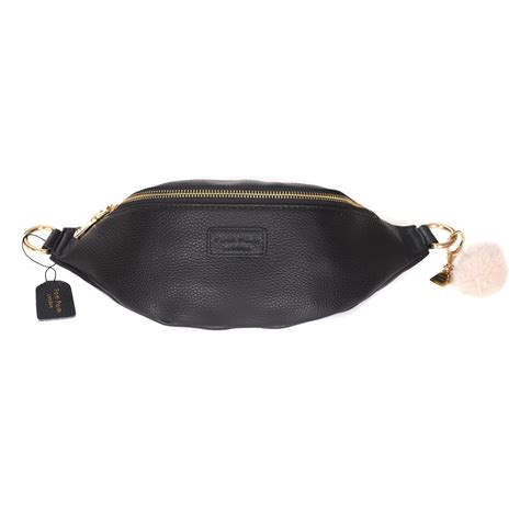 Bum Bag Leather Crossbody Bag In Black Pom Pom London