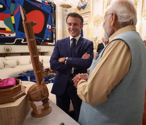 Heres What Pm Modi Ted French President Emmanuel Macron See Pics