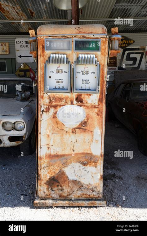 Rusty Old Fuel Pump On Display Outside The Popular Outback Pub The