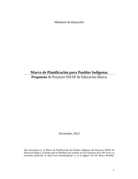 Pdf Marco De Planificaci N Para Pueblos Ind Genas Propuesta De