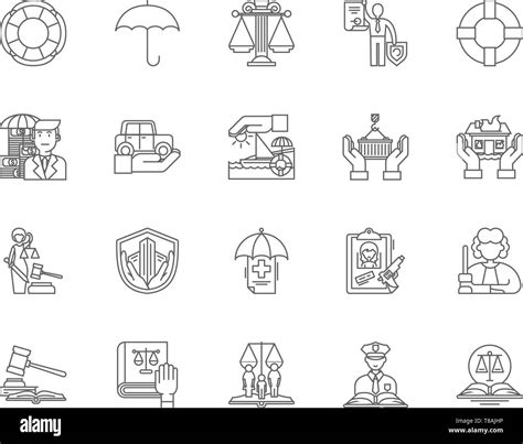 Fire Marine And Casualty Insurance Line Icons Signs Vector Set