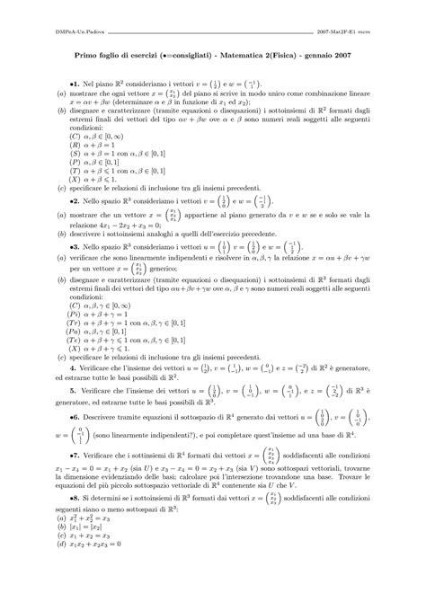 Geometria Esercitazione MatDueFis4 DMPeA Un 2007 Mat2F E1mcm