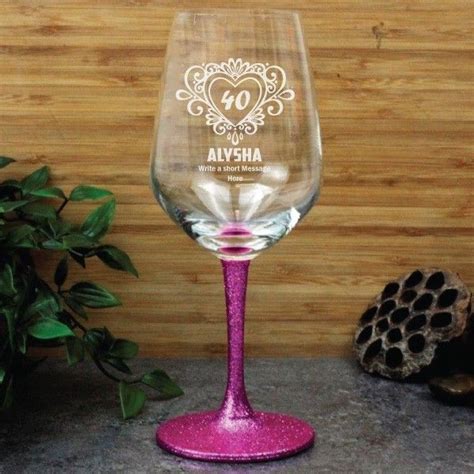 40th Birthday Engraved Personalised Wine Glass 450ml F