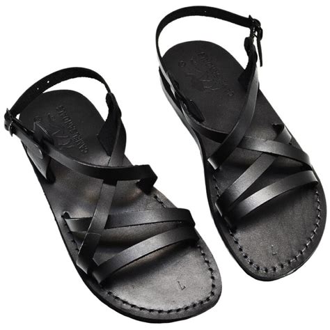 The Witness Biblical Jesus Sandals Black Leather Ankle Strap