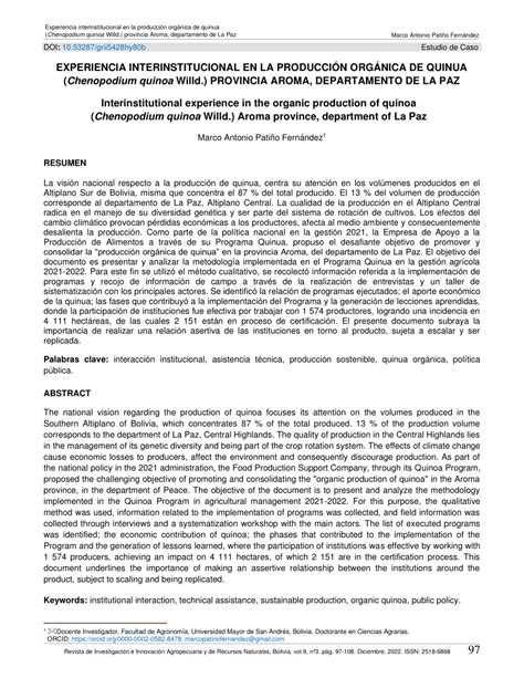 Pdf Experiencia Interinstitucional En La Producci N Org Nica De