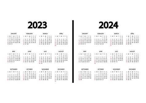 Calendar 2023 2024 Year The Week Starts On Sunday Annual Calendar