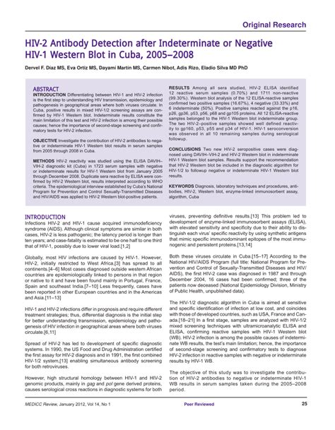 Pdf Hiv 2 Antibody Detection After Indeterminate Or Negative Hiv 1