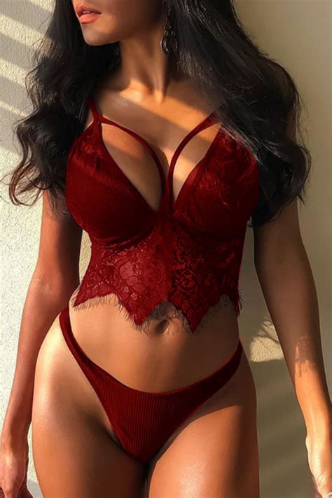 Wholesale Sexy Solid Color Hollow Out Patchwork Backless Lingerie Moonosa Fashion Clothing