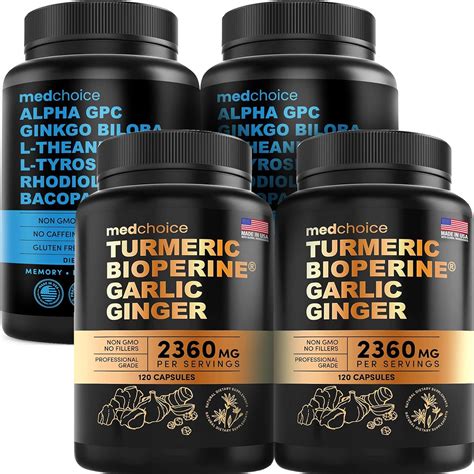 Amazon MEDCHOICE Turmeric Ginger 240ct And Nootropic Brain