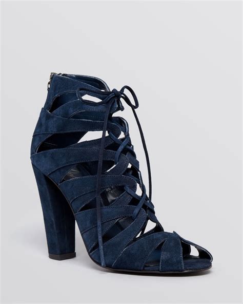 Lyst - Delman Lace Up Sandals - Darci High Heel in Blue